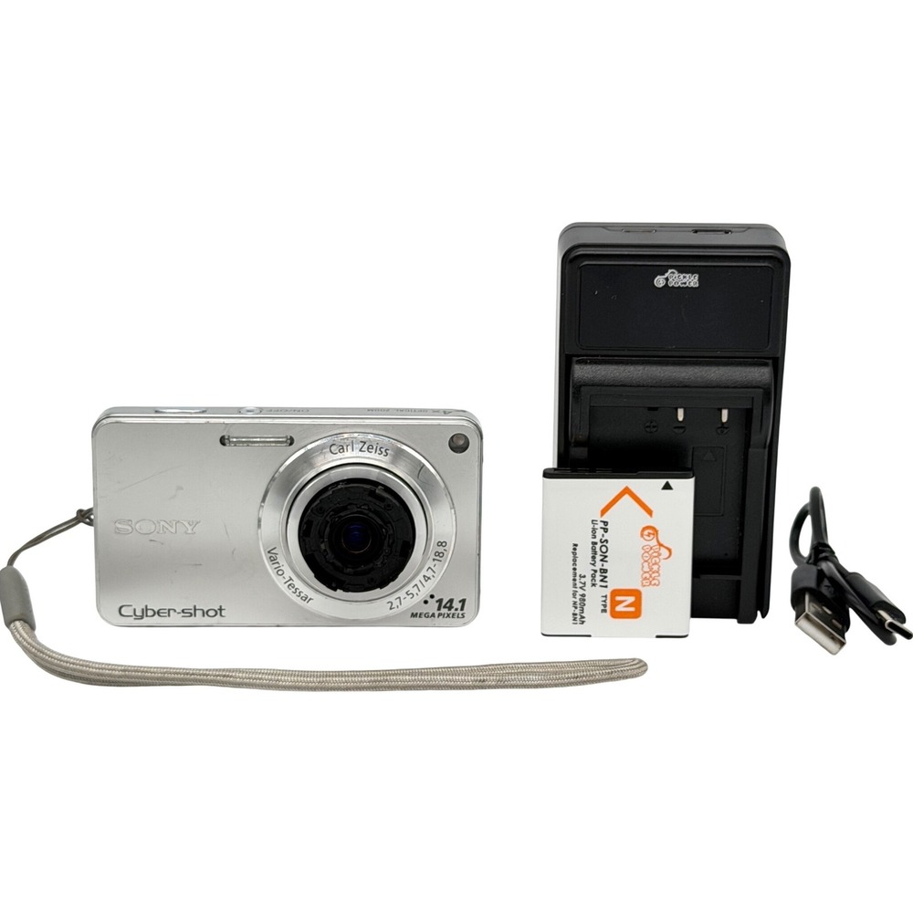Sony Cyber-shot DSC-W350 14.1MP Digital Camera Silver Bundle - Tested Read
